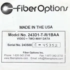 2431-T-R-1BAA FIBER OPTIONS Video Data Transmitter #2