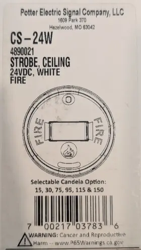4890021 POTTER ELECTRIC SIGNAL COMPANY / GENTEX Ceiling