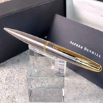 Dunhill Ballpoint Pen Large Ad2000 Brushed Silver Gold Finish With Box & Card. Fixed Price $180.00.