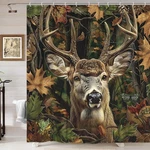 Rustic Deer Shower Curtain, Camo Hunting Elk 70w X 70l (pack Of 1), Cabin-5. Fixed Price $22.70.