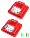 Qwork Fire Alarm, 2 Pack 12 / 24v Dc Wired Sound And Light Alarm Red. Fixed Price $29.99.
